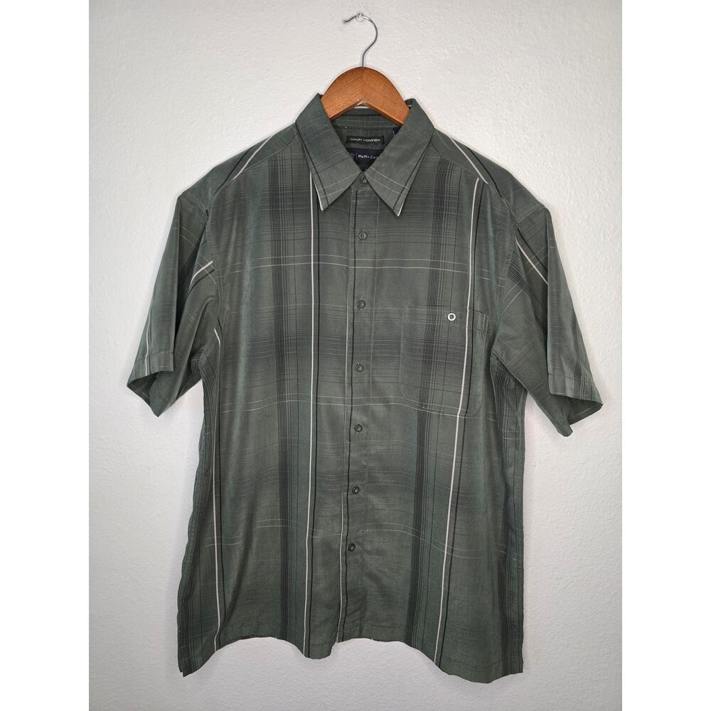 R&R Casual Shirt Pocket L Luxury Microfiber Short Sleeve Gray Summer Button Up